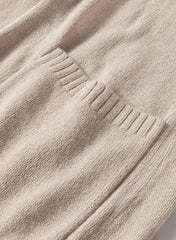 Beige Side Pockets Open Front Long Knitted Cardigan Cardigans JT's Designer Fashion