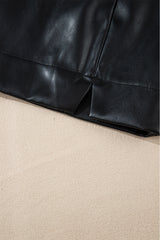 Black PU Leather Side Slits Slim Fit High Waist Mini Skirt Skirts & Petticoat JT's Designer Fashion