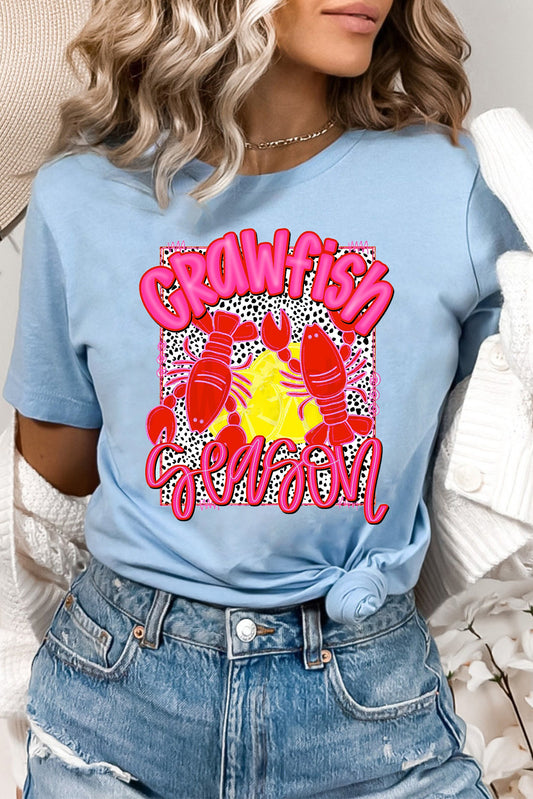 Light Blue Crawfish Season Fashion Graphic T Shirt Graphic Tees JT's Designer Fashion
