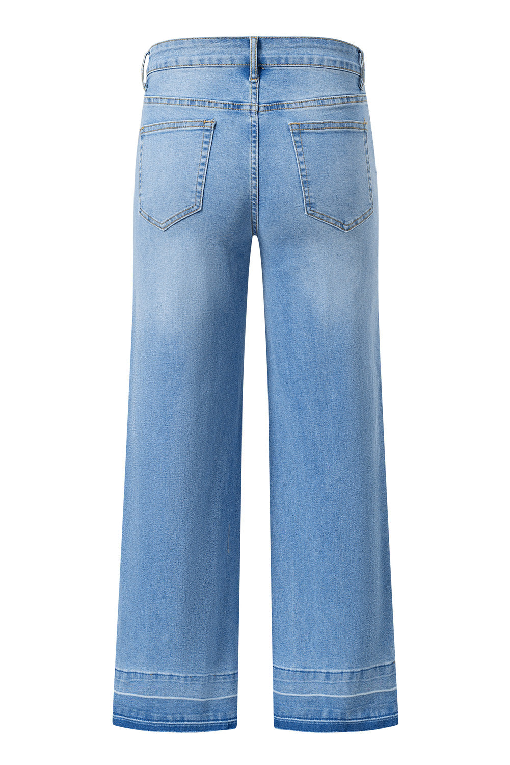 Dusk Blue Raw Hem Straight Leg Loose High Waist Jeans Jeans JT's Designer Fashion