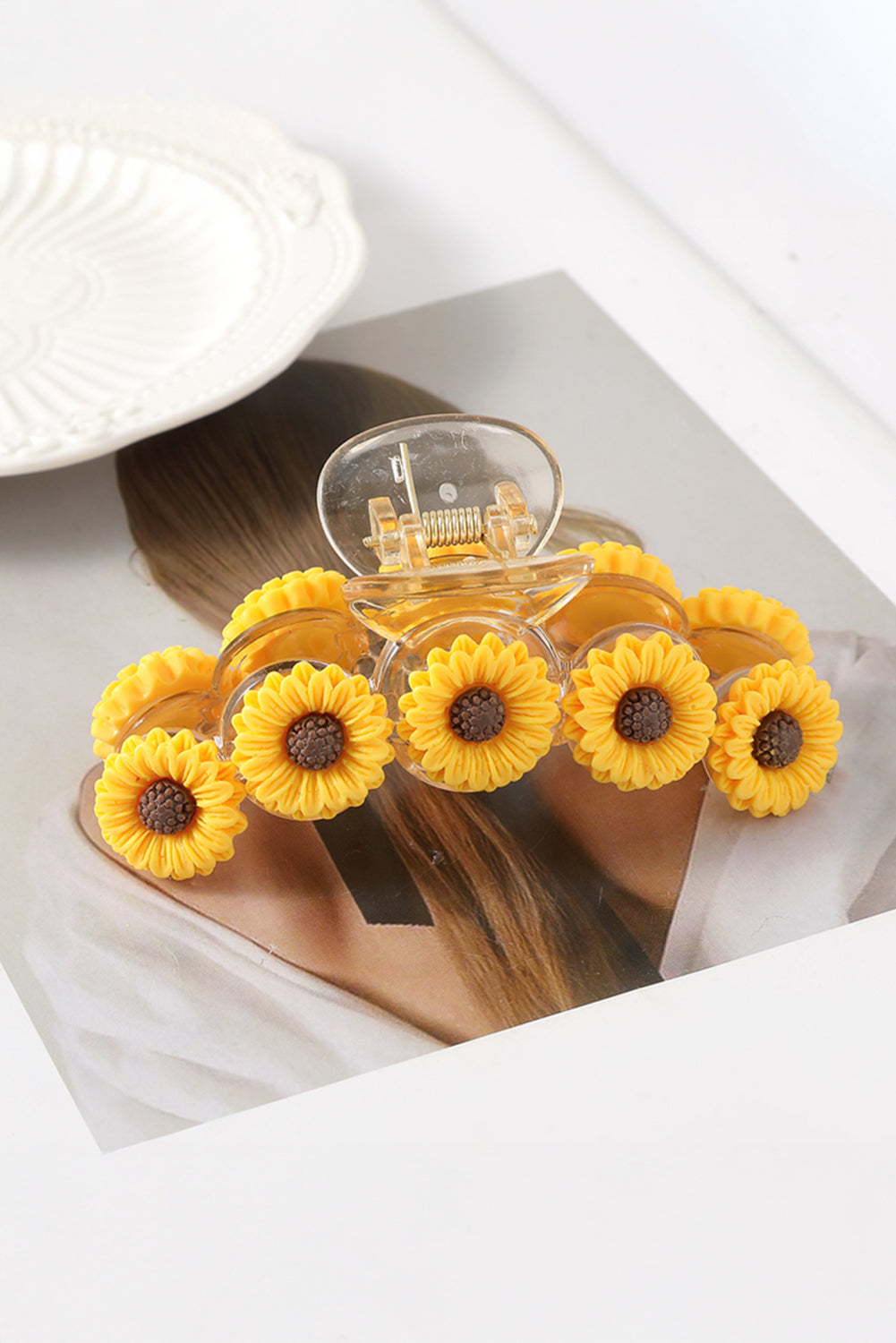 Jurassic Gold Sunflower Decor Plastic Resin Claw Clip Headwear JT's Designer Fashion