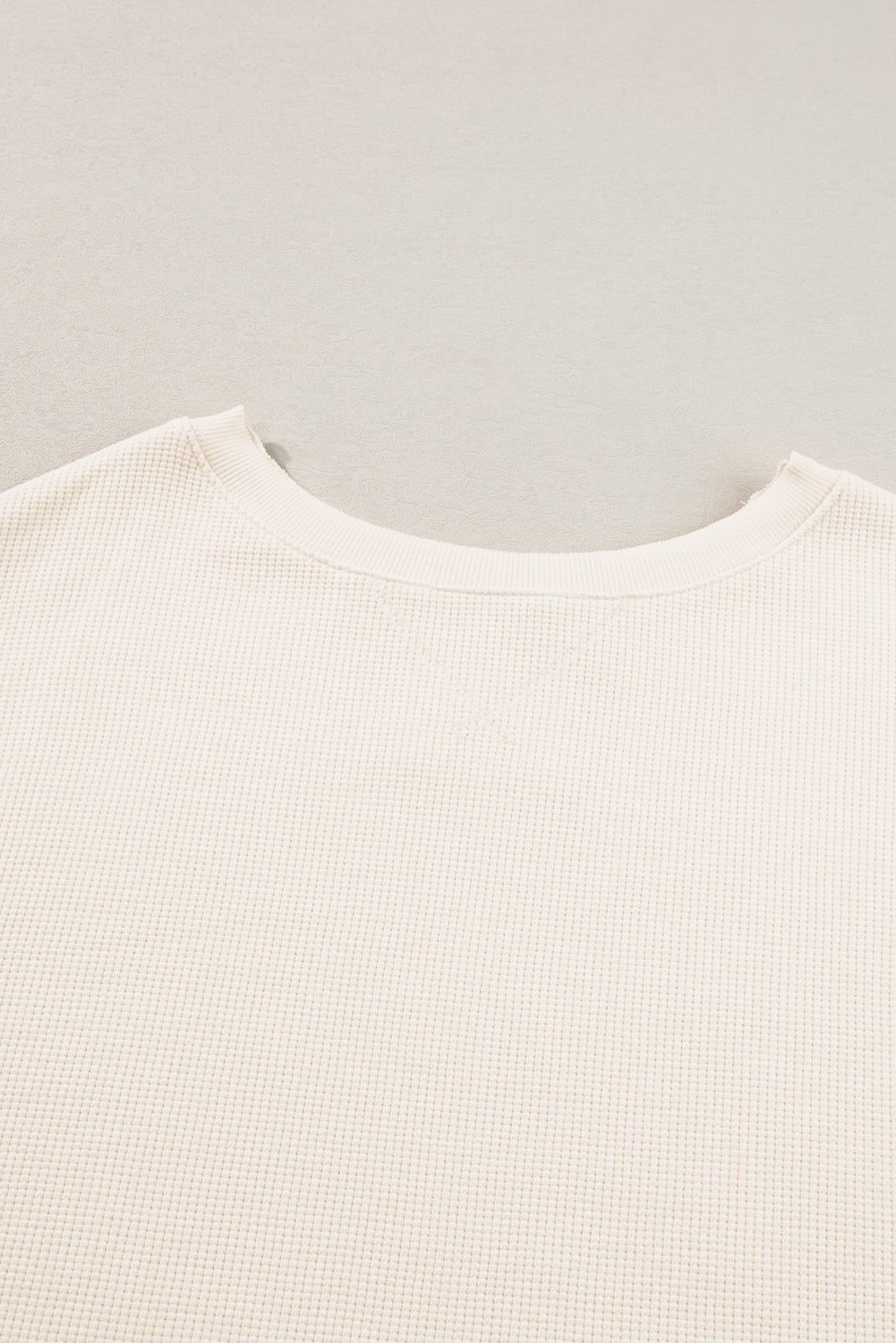 White Waffle Knit Bishop Sleeve Split Oversized Sweatshirt Sweatshirts & Hoodies JT's Designer Fashion