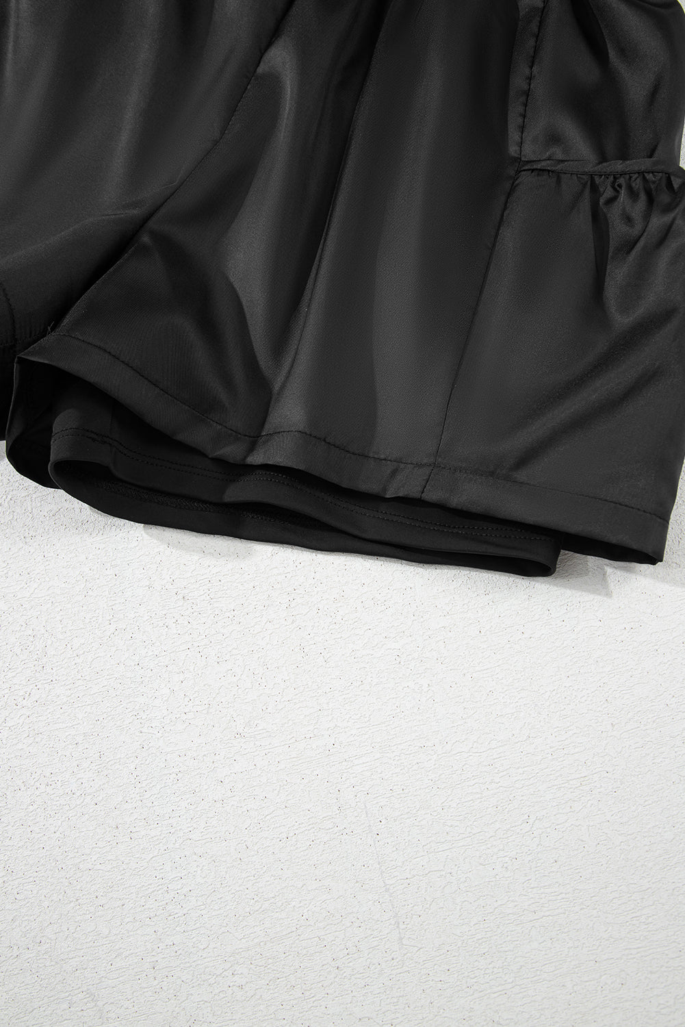 Black Elastic High Waist Pocketed Casual Shorts Casual Shorts JT's Designer Fashion