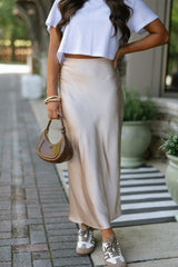 Jet Stream Satin Solid High Waist Maxi Skirt Jet Stream 95%Polyester+5%Elastane Skirts & Petticoat JT's Designer Fashion