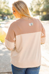 Parchment Plus Size Plaid Patchwork Layered Henley Top Plus Size Long Sleeve Tops JT's Designer Fashion