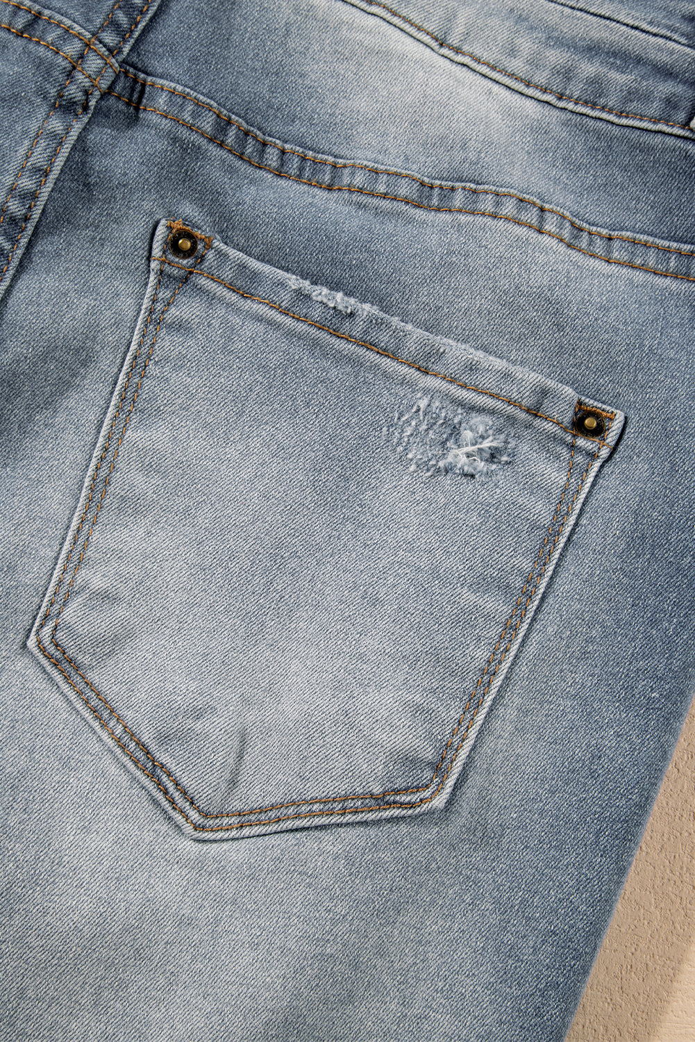 Dusk Blue Vintage Light Wash Ripped Raw Edge Flare Jeans Jeans JT's Designer Fashion