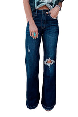 Real Teal High Rise Ripped Bell Bottom Jeans Jeans JT's Designer Fashion