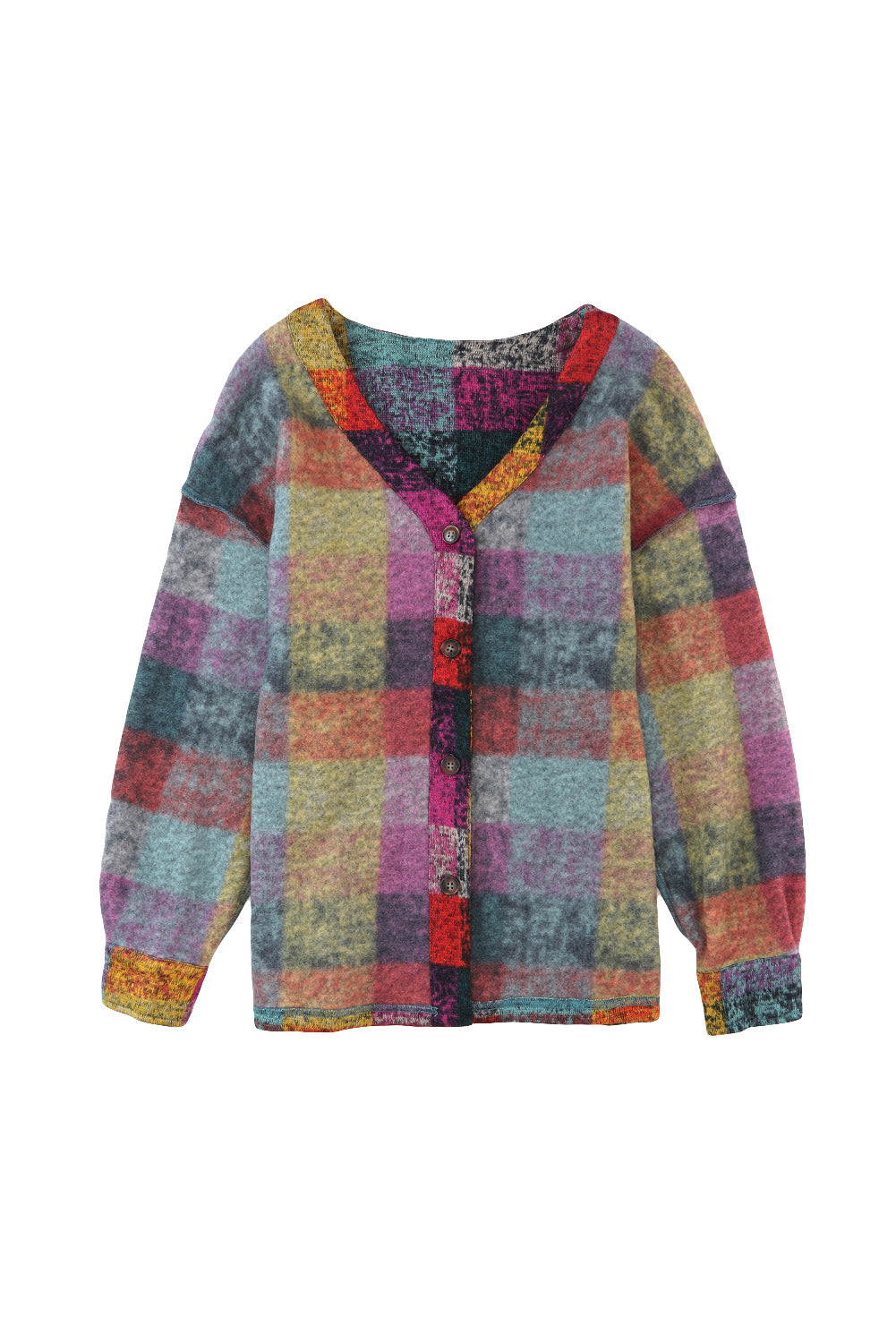 Multicolor Brushed Checked Western Buttoned Jacket Jackets JT's Designer Fashion