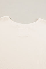 White Waffle Knit Bishop Sleeve Split Oversized Sweatshirt Sweatshirts & Hoodies JT's Designer Fashion