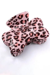 Bright Pink Leopard Print Bowknot Shape Claw Clip Headwear JT's Designer Fashion