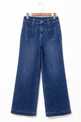 Sail Blue Wide Leg Pocketed High Waist Jeans Jeans JT's Designer Fashion