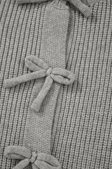 Philippine Gray Ribbed Knit Bow Front Buttoned Cardigan Cardigans JT's Designer Fashion