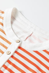 Orange Stripe Oversized Buttoned Front Sleeveless Wide Leg Jumpsuit Jumpsuits & Rompers JT's Designer Fashion