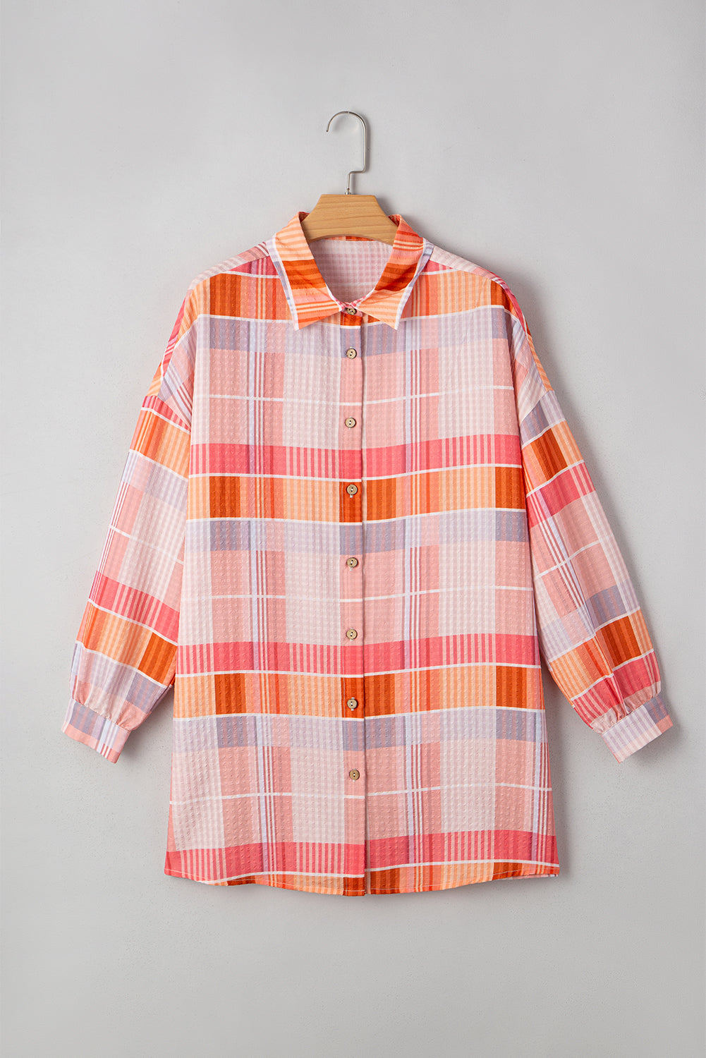 Pink Oversized Check Tunic Shirt Blouses & Shirts JT's Designer Fashion