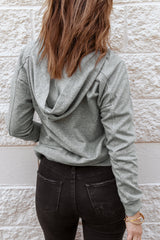 Grey Casual Solid Color Lace-up Hoodie Sweatshirts & Hoodies JT's Designer Fashion