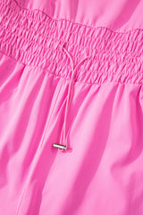 Sachet Pink Plain Sleeveless Loop Drawstring Cinched Waist Romper Jumpsuits & Rompers JT's Designer Fashion