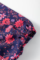 Purple Floral Half Sleeve Split Neck Blouse Top Blouses & Shirts JT's Designer Fashion