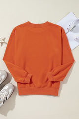 Orange Plain Drop Shoulder Crewneck Pullover Sweatshirt Sweatshirts & Hoodies JT's Designer Fashion