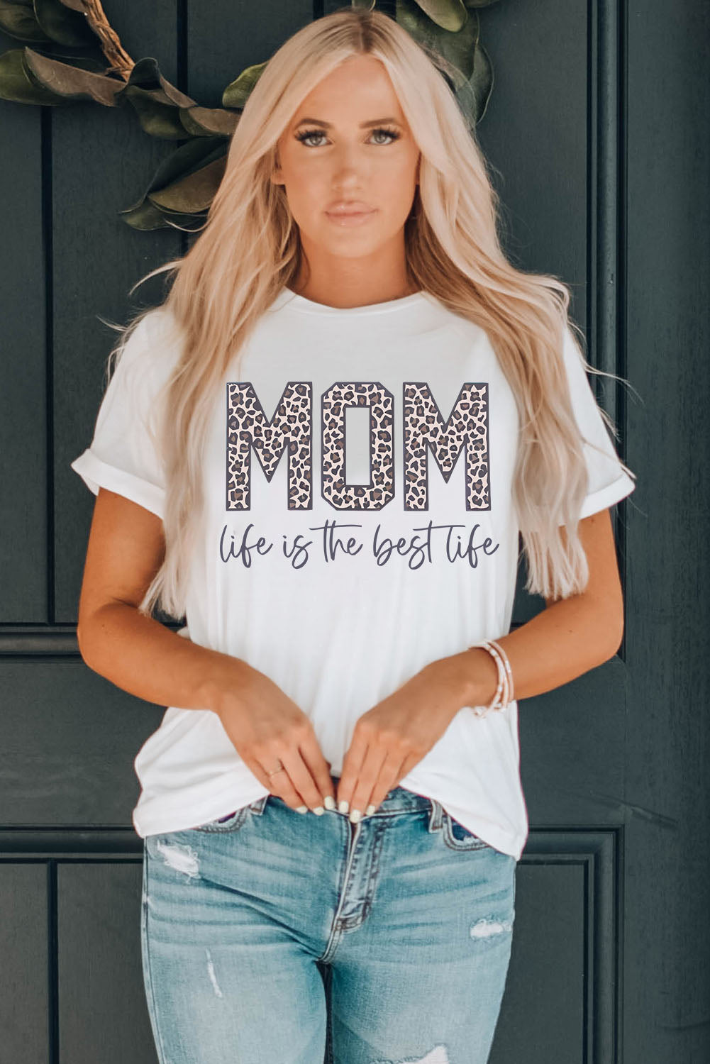 White MOM life is the best life Graphic T Shirt Graphic Tees JT's Designer Fashion
