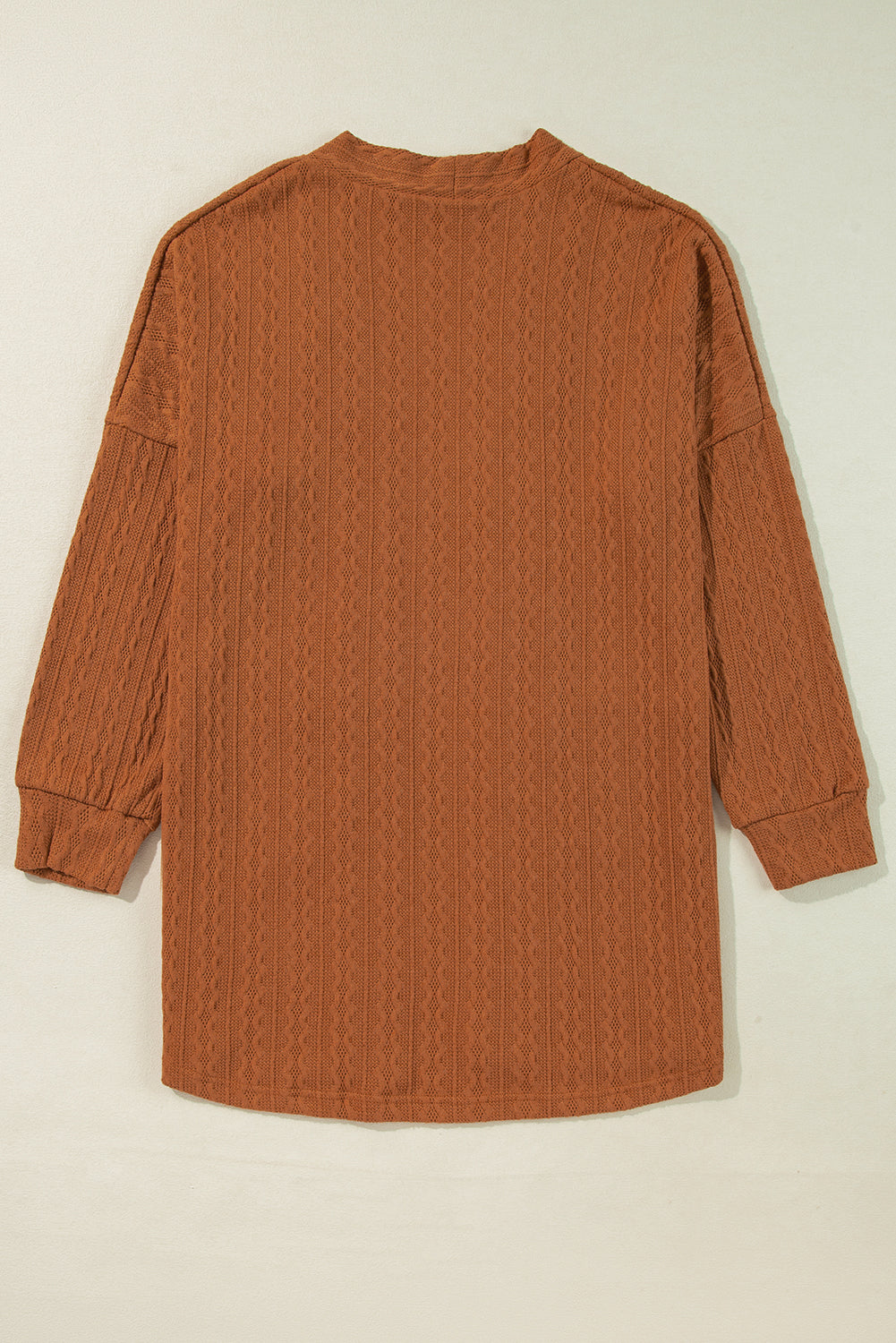 Chestnut Textured Knit Side Pockets Open Front Cardigan Cardigans JT's Designer Fashion
