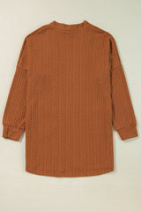 Chestnut Textured Knit Side Pockets Open Front Cardigan Cardigans JT's Designer Fashion