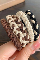 Khaki 5pcs Smile Face Decor Braided Hair Ties Headwear JT's Designer Fashion