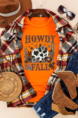 Orange HOWDY FALL Western Pumpkin Graphic T Shirt Graphic Tees JT's Designer Fashion