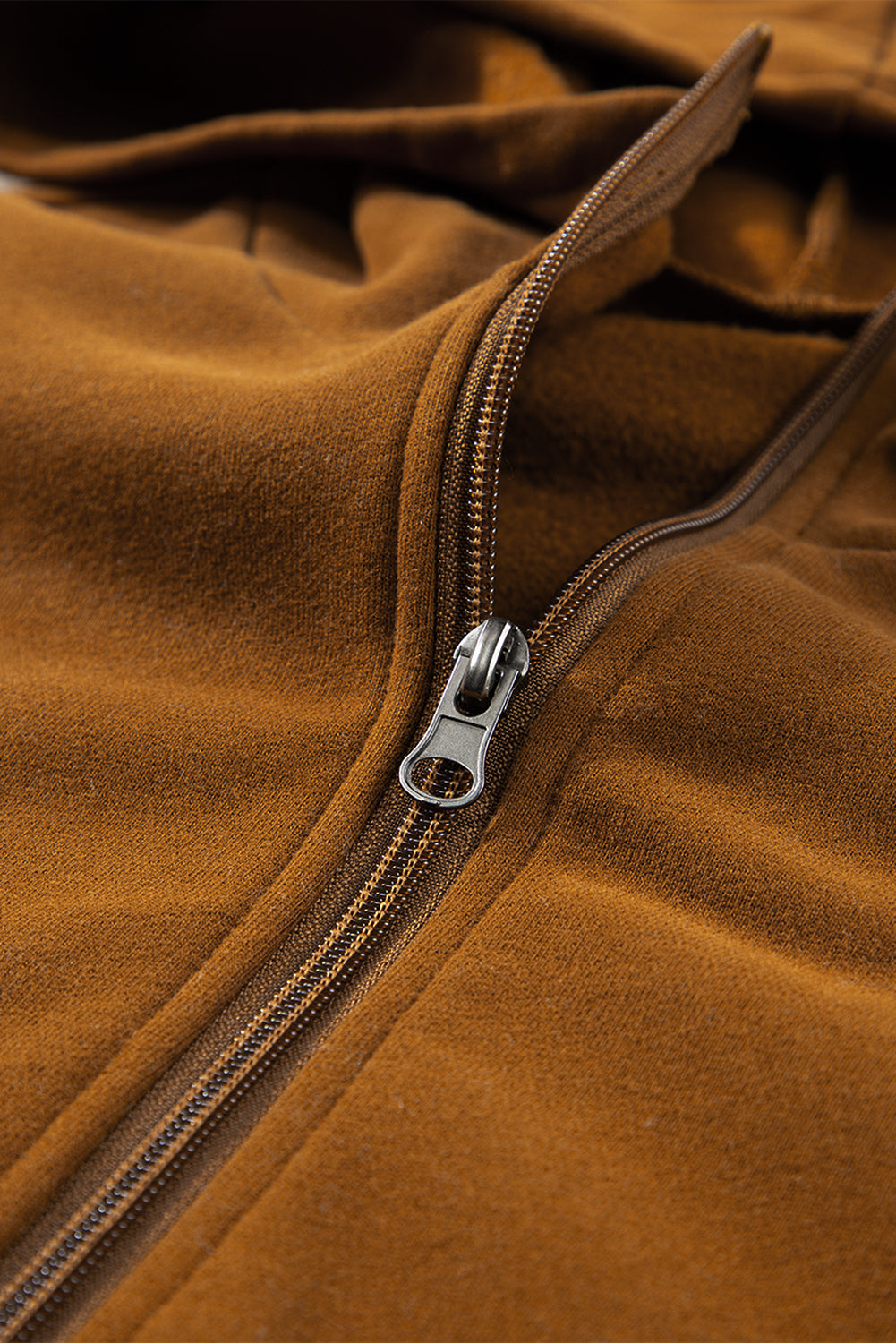 Chestnut Color Block Half Zip Kangaroo Pocketed Hoodie Sweatshirts & Hoodies JT's Designer Fashion