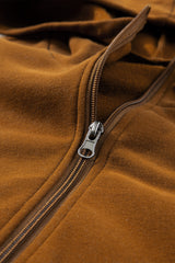 Chestnut Color Block Half Zip Kangaroo Pocketed Hoodie Sweatshirts & Hoodies JT's Designer Fashion