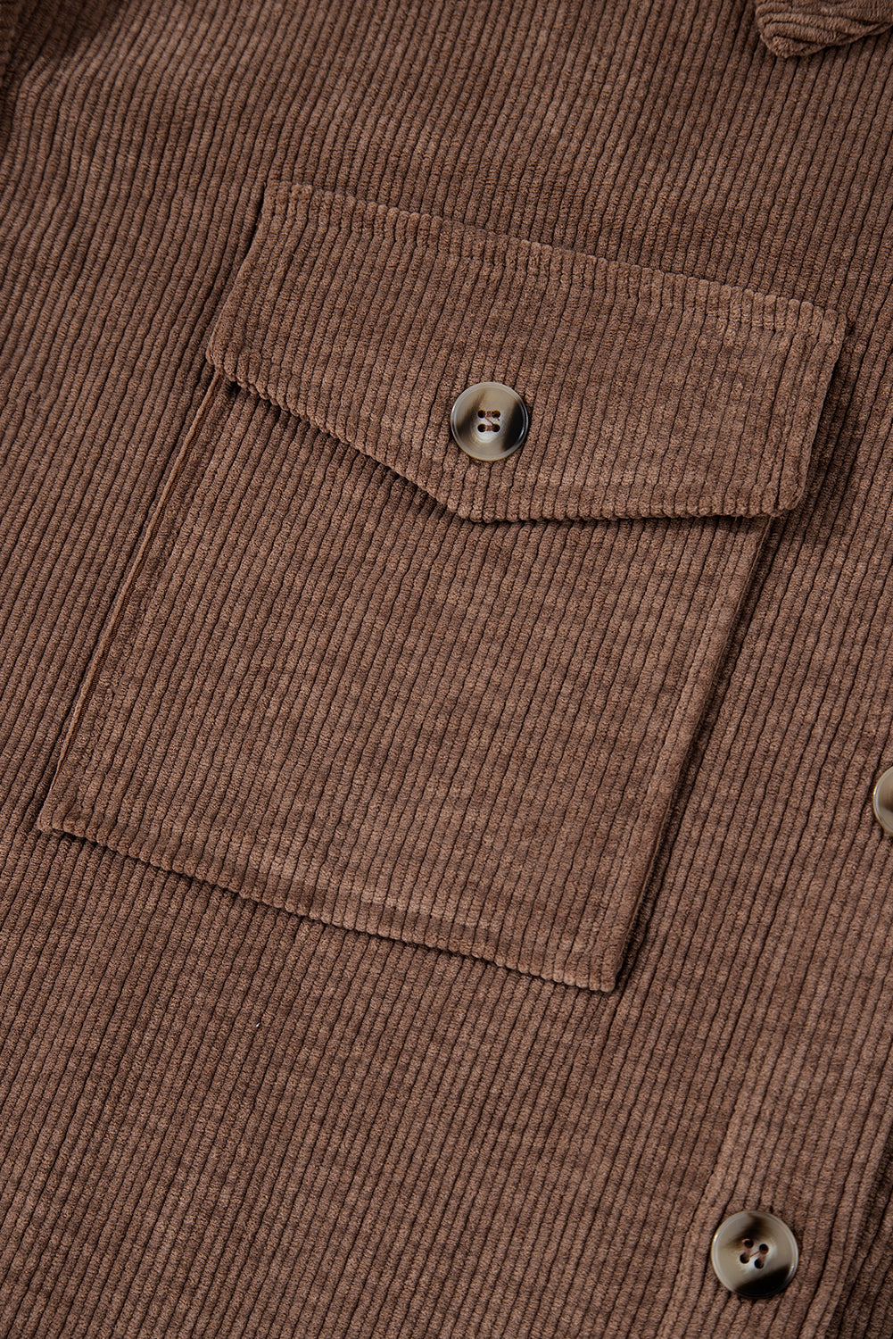 Chestnut Corduroy Flap Pocket Button Up Shacket Jackets JT's Designer Fashion