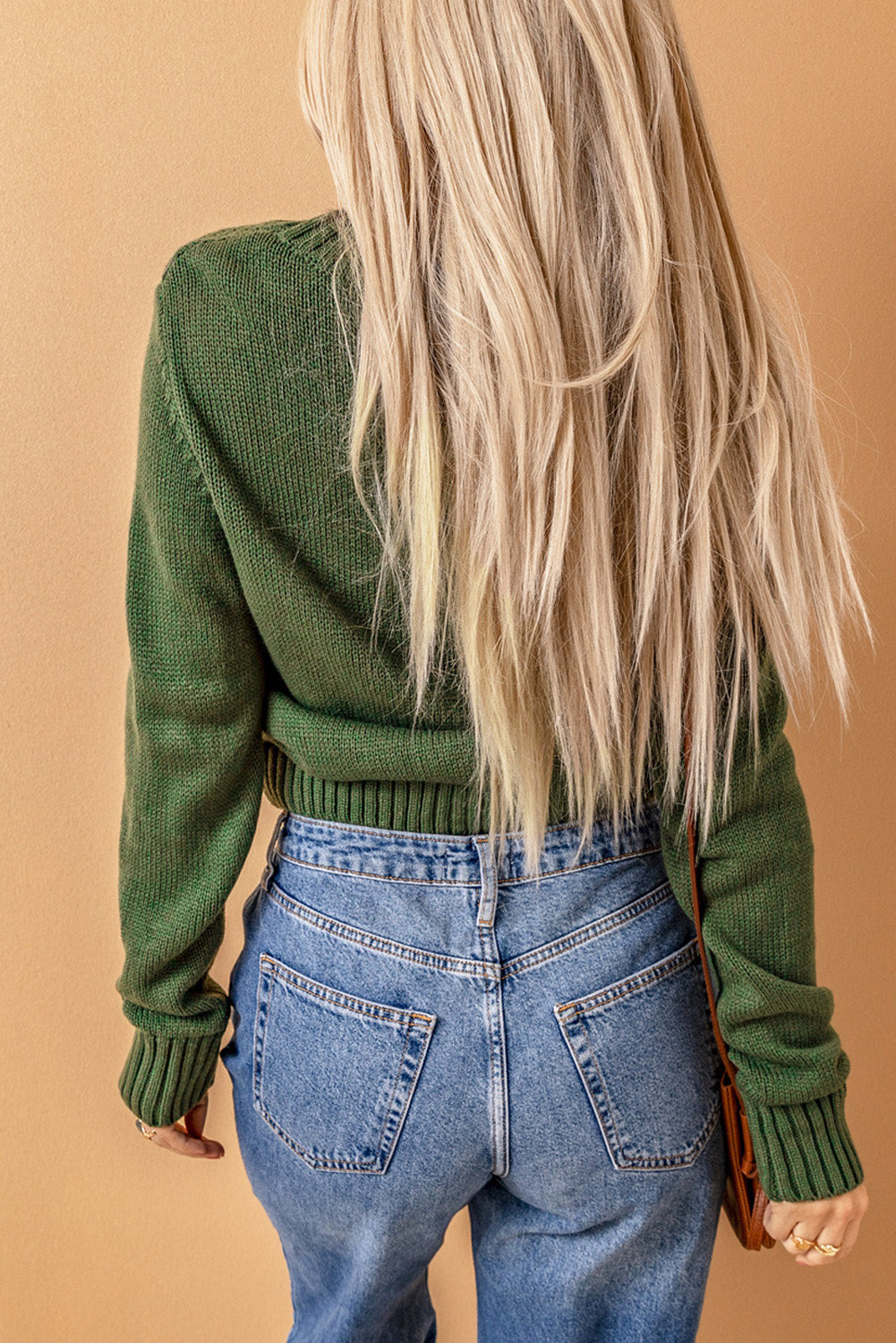 Green Front Pockets Buttons Textured Cardigan Sweaters & Cardigans JT's Designer Fashion