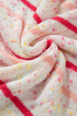 Pink Stripe Drop Shoulder Side Split Plus Size Sweater Plus Size Sweaters & Cardigans JT's Designer Fashion