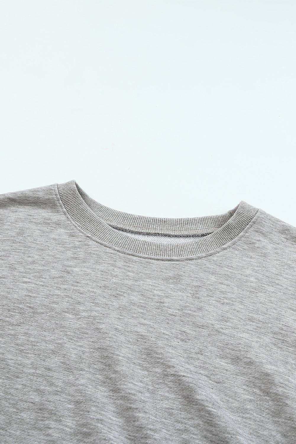 Gray Plain Crew Neck Pullover Sweatshirt Sweatshirts & Hoodies JT's Designer Fashion