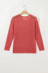 Coral Crochet Hollow-out Jumper Top Sweater Sweaters JT's Designer Fashion