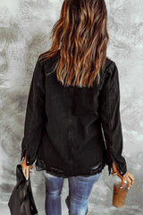 Black Ripped Denim Jacket Denim Jackets JT's Designer Fashion