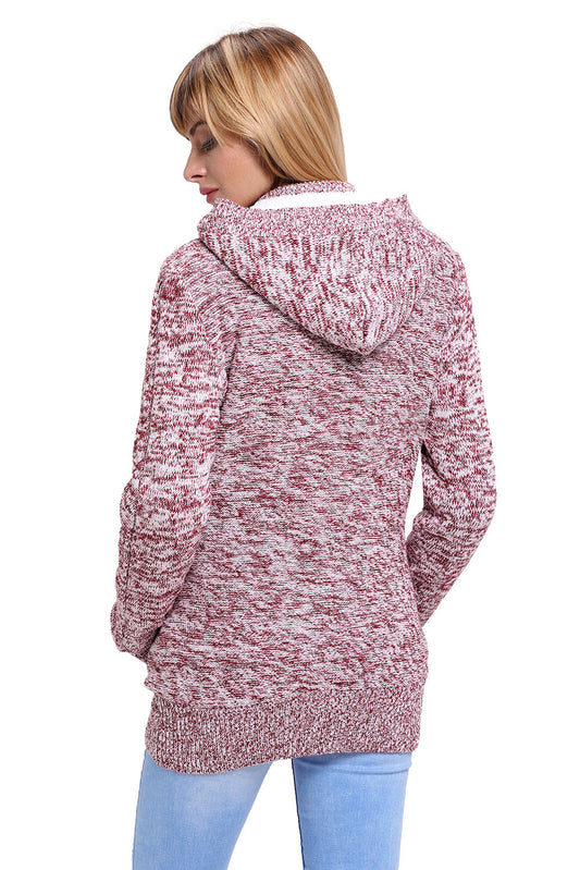 Red Long Sleeve Button-up Hooded Cardigans Sweaters & Cardigans JT's Designer Fashion