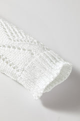 White Hollow-out Openwork Knit Cardigan Cardigans JT's Designer Fashion