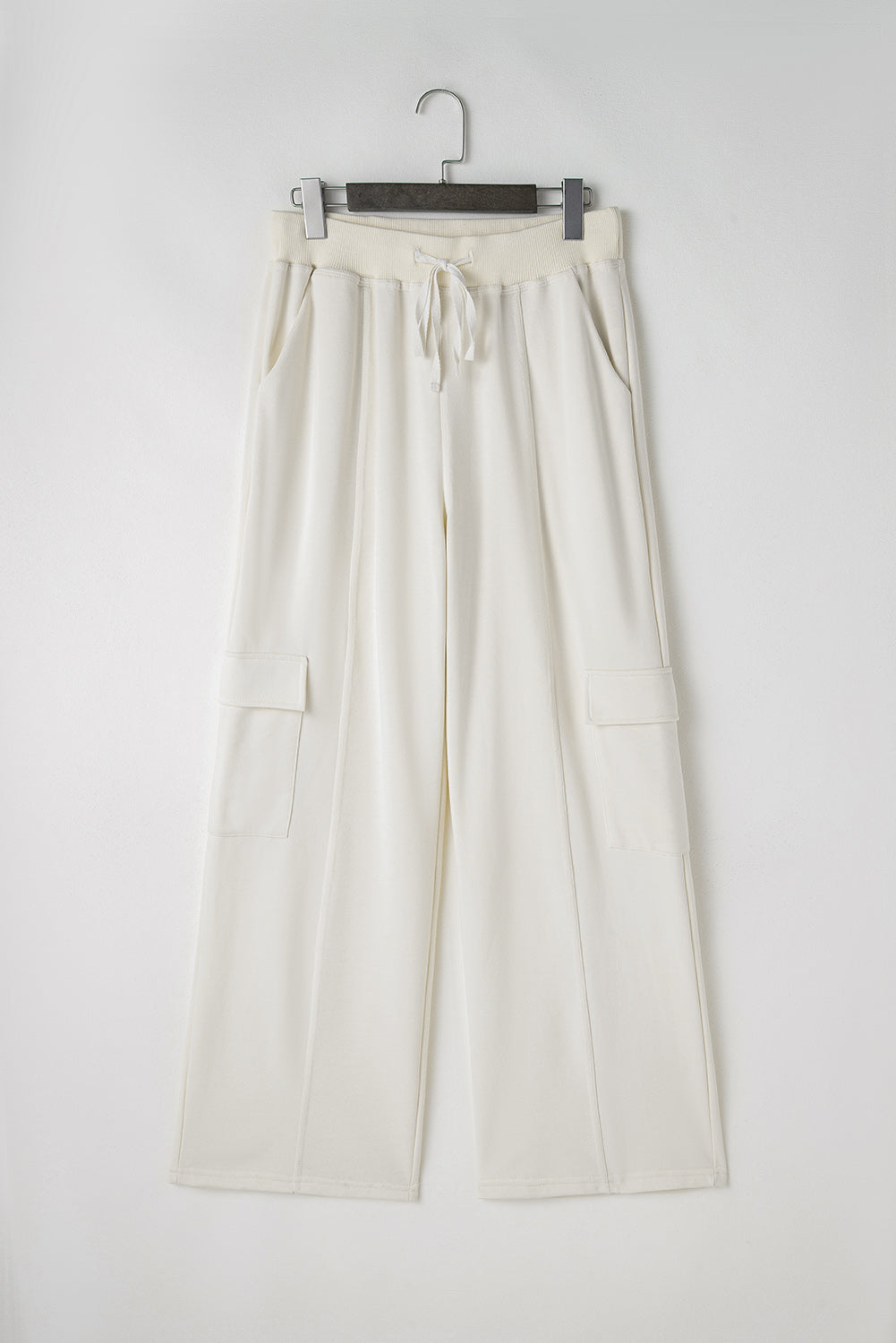 Beige Plain Cargo Pockets High Waist Casual Sweatpants Pants & Culotte JT's Designer Fashion