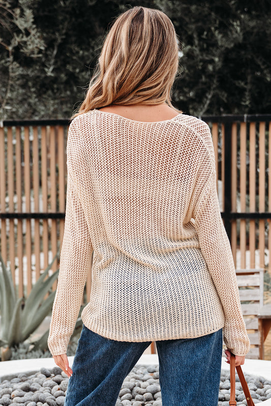 Smoke Gray Crochet Hollow-out Jumper Top Sweater Sweaters JT's Designer Fashion