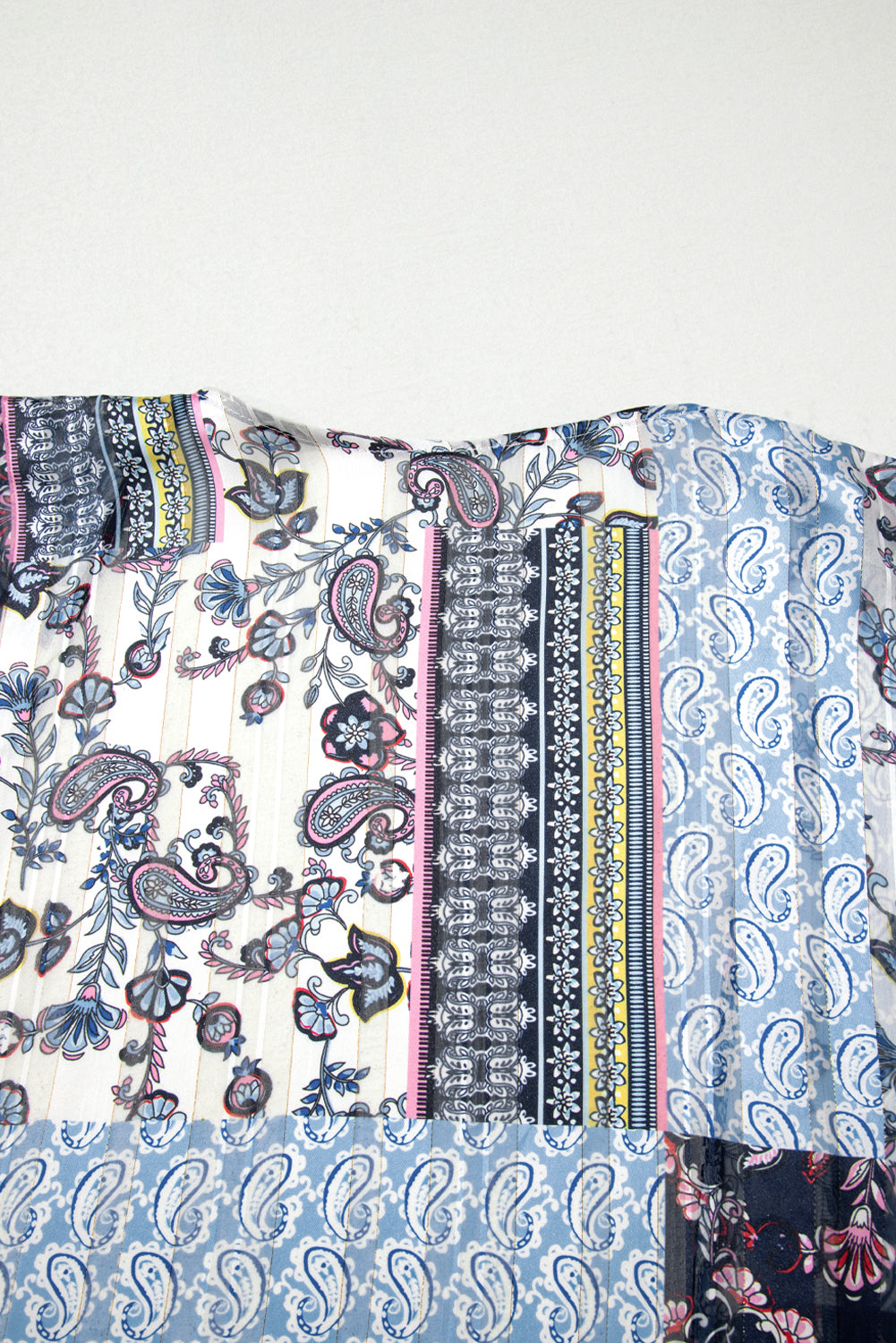 Blue Retro Floral Print Long Loose Open Front Kimono Kimonos JT's Designer Fashion