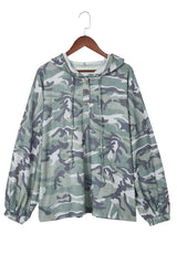 Green Long Sleeve Camo Print Oversize Hoodie Sweatshirts & Hoodies JT's Designer Fashion