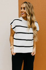White Striped Batwing Sleeve Sweater Tee Sweaters & Cardigans JT's Designer Fashion