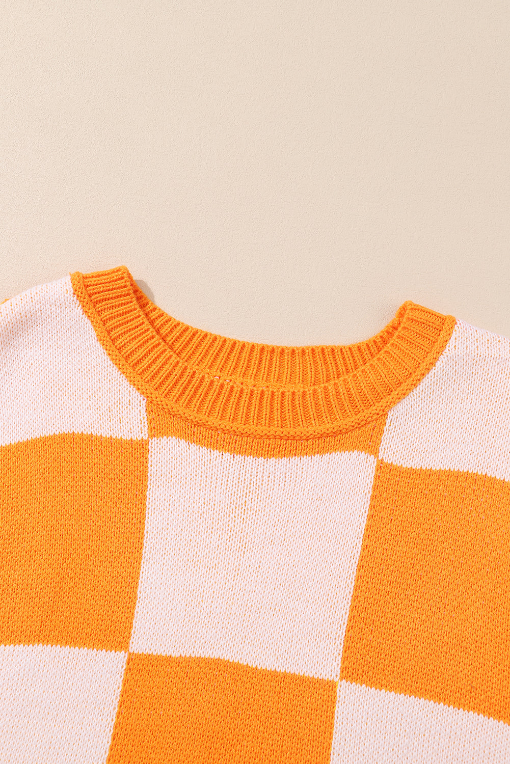 Orange Checkered Bishop Sleeve Sweater Sweaters & Cardigans JT's Designer Fashion