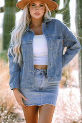 Wild Wind Washed Oversize Pocketed Denim Jacket Wild Wind 75%Cotton+25%Polyester Denim Jackets JT's Designer Fashion