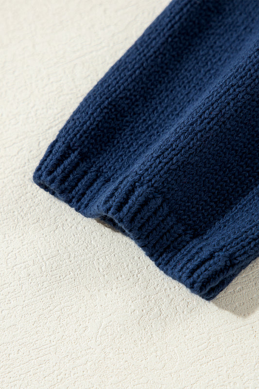 Sail Blue Star Pattern Drop Shoulder Knitted Sweater Sweaters JT's Designer Fashion