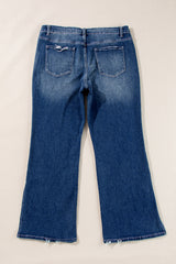 Dirty blue Plus Size High Waist Side Slits Flare Jeans Plus Size Bottoms JT's Designer Fashion