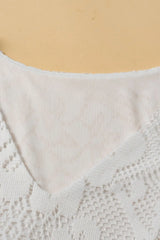 Lace Crochet Hollowed Scallop Hem V Neck Blouse Blouses & Shirts JT's Designer Fashion