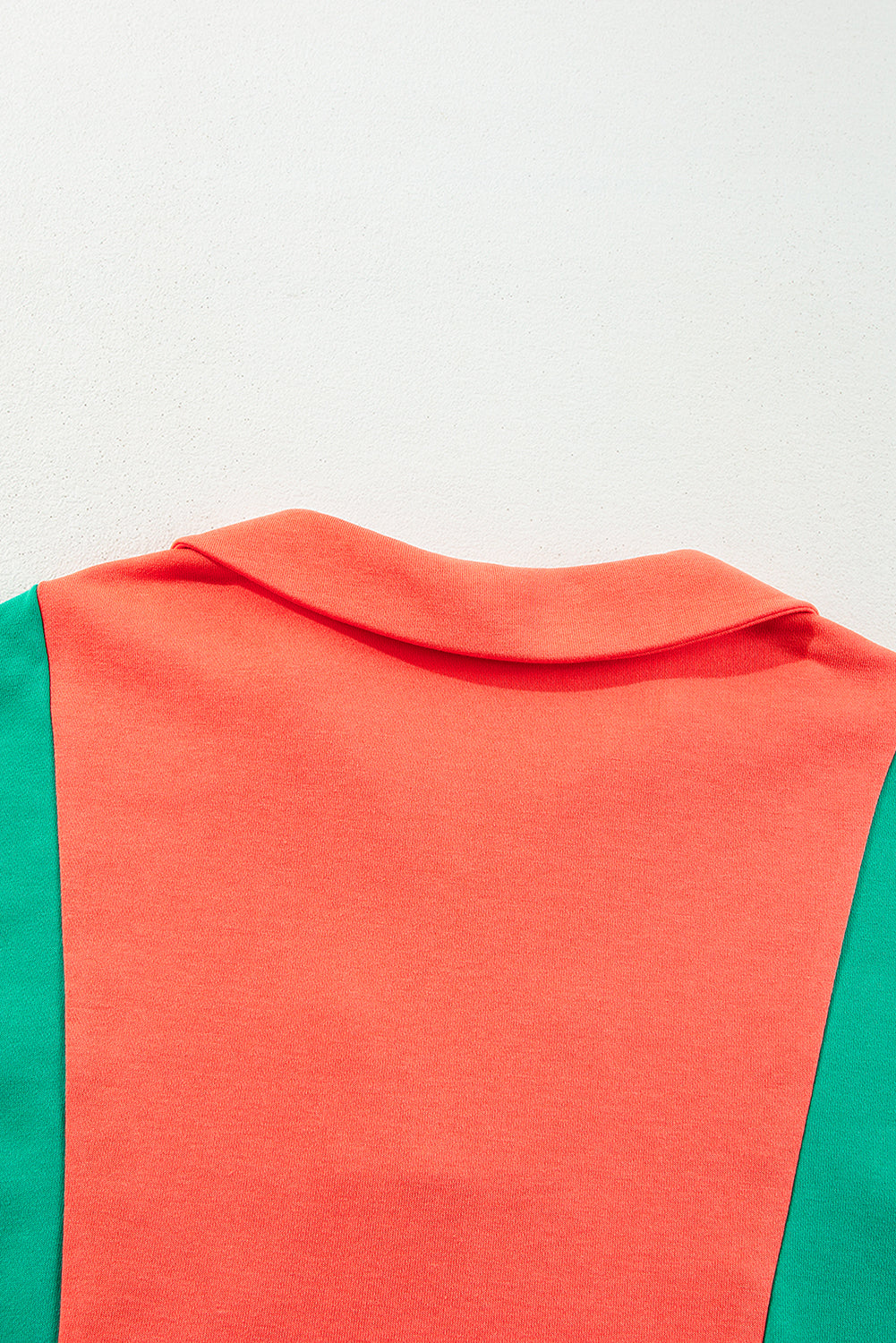 Grapefruit Orange Color Block Patchwork Collared V Neck Loose Top Long Sleeve Tops JT's Designer Fashion