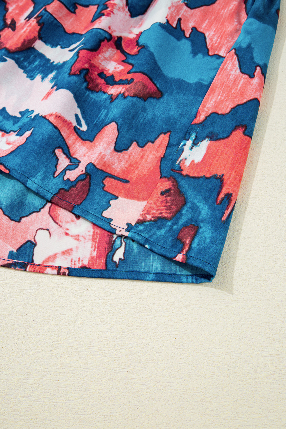 Blue Abstract Print Shirred Ruffled Short Sleeve Tiered Plus Size Mini Dress Plus Size Mini Dresses JT's Designer Fashion