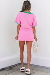 Bonbon Colorblock Edge Drop Shoulder T Shirt and Skort 2Pcs Set Short Sets JT's Designer Fashion